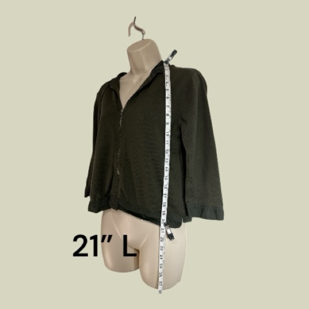 Banana Republic Cropped Hoodie Jacket Olive Green 3/4 Sleeve Size Small - Picture 2 of 9